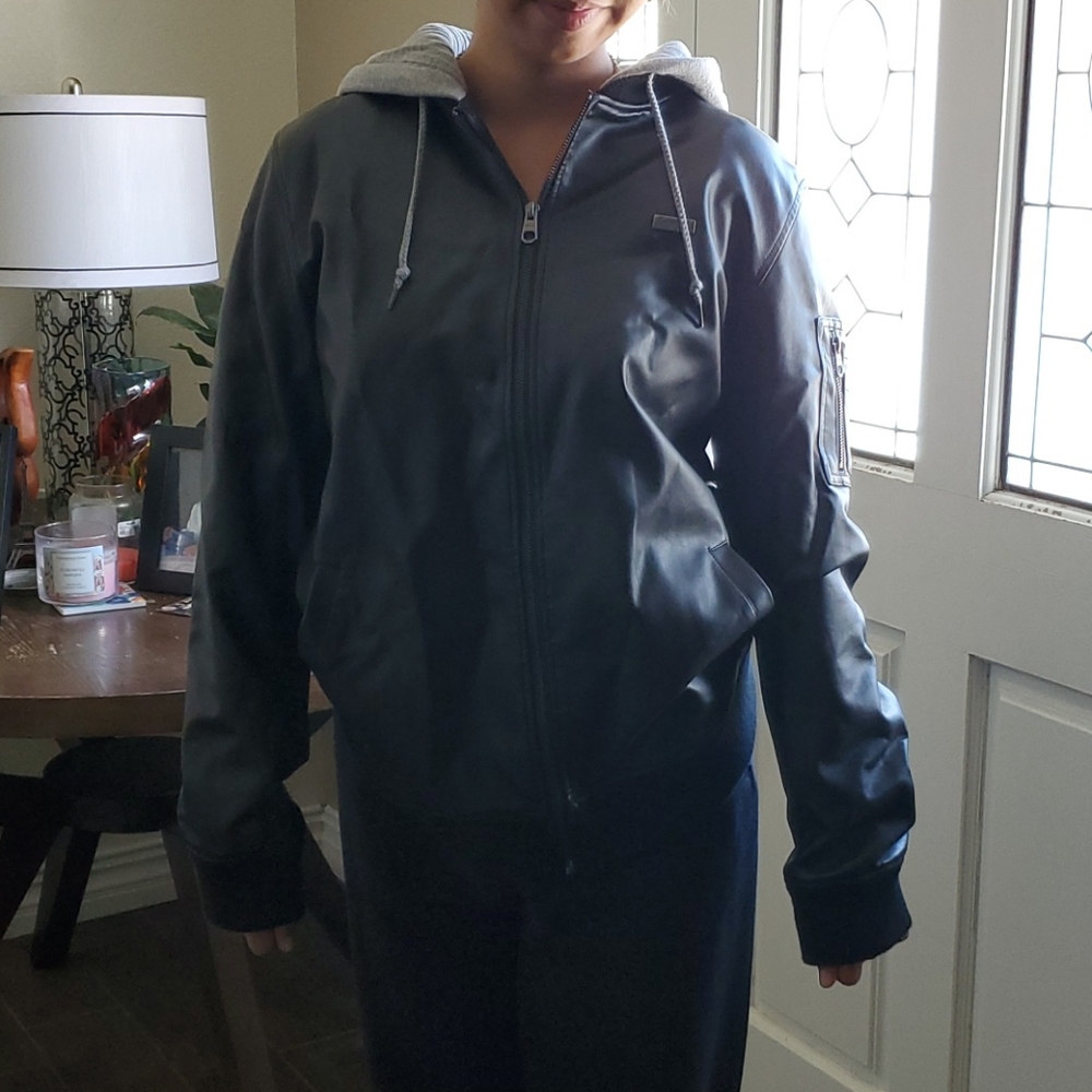 Empyre Black Leather Bomber Jacket